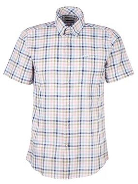 Barbour Tailored Plaid Short Sleeve Button Down Shirt Men’s XL Cotton Gingham